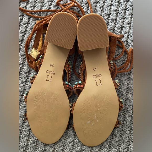 Elina Linardaki Handcrafted in Greece Beaded Gladiator Sandals with Heels - Picture 5 of 5